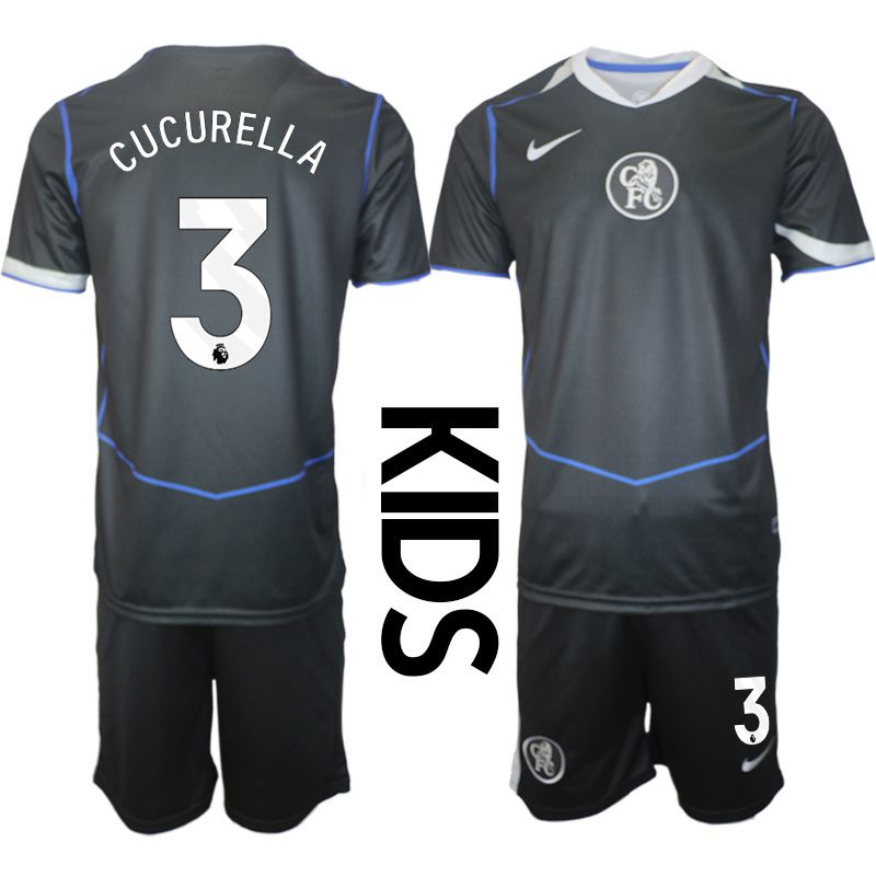 Youth 2025-2026 Club Chelsea away black #3 Soccer Jersey->youth soccer jersey->Youth Jersey